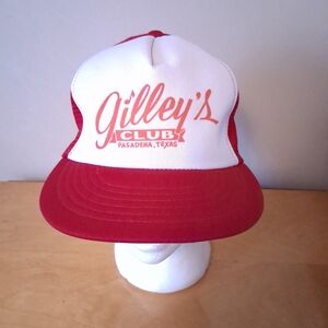 VTG 1980s Gilley's Club Pasadena Texas Red Trucker Hat Snapback Cap Urban Cowboy